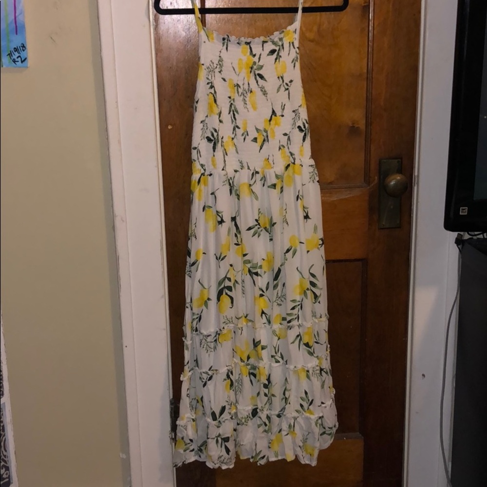 TORRID WHITE LEMON SMOCKED MIDI DRESS